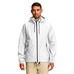 <b>Men's</b> Hooded Waterproof <b>Jacket</b> Solid Color Casual Outdoor Windproof Zipper Closure Polyester Shell Autumn Wear - Product Image 6