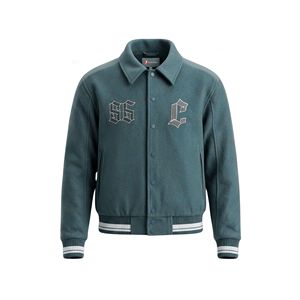 Vintage Style Custom Embroidery Varsity Bomber Jacket Retro Cotton Men Breathable Eco-Friendly Winter Streetwear Fashion <b>Coat</b> - Product Image 5