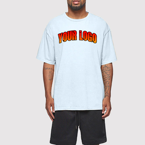 Camiseta Personalizada de Algodón Grueso con Lavado Ácido para Hombre, de Alta Calidad, Oversize, con Logo, Manga Corta, Casual, Unisex - Product Image 1