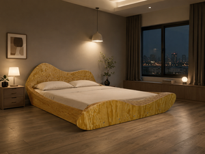 Modern Wooden <b>Bed</b> <b>King</b> <b>Size</b> Minimalist Design Wave Style Lighted <b>Headboard</b> Bedroom Furniture - Product Image 6