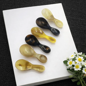 Ensemble de 3 cuillères pour nouveau-né en corne de buffle, 85 mm, faites à la main, manche rond, cadeau, cuisine, petite cuillère antique - Product Image 5