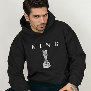 Sudaderas con capucha King Graphic para hombre, sudadera de diseñador oversize, sudaderas con estampado de ajedrez, ropa urbana, sudadera con hombros caídos. - Product Image 5