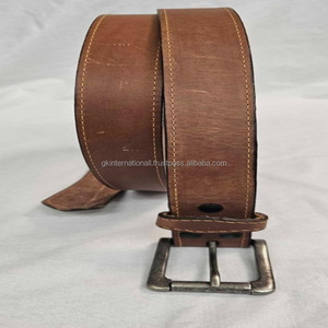 Ceinture décontractée en cuir de mode pour hommes texturé marron de super qualité avec ceinture masculine à boucle à une broche à rouleau amovible solide - Product Image 5