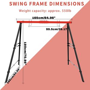 Structure de balançoire robuste en A, capacité de 880 lb, cadre en métal thermolaqué avec barres latérales supplémentaires pour usage extérieur - Product Image 3