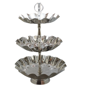 Bandeja de Servir Rústica de Metal Galvanizado de 3 Niveles, Soporte Redondo con Acabado Desgastado para Exhibición, Decoración del Hogar, Cocina y Comedor - Product Image 4