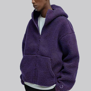 Sweat à capuche en fausse fourrure avec logo personnalisé OEM Sweat-shirts à capuche épais et surdimensionné Pull-over Sweat à capuche en polaire Sherpa lourd pour hommes - Product Image 2