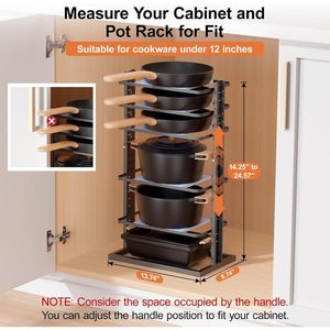 Organisateur sous armoire robuste à 6 niveaux, réglable de 14 à 24,57 pouces, pour casseroles et poêles - Product Image 2