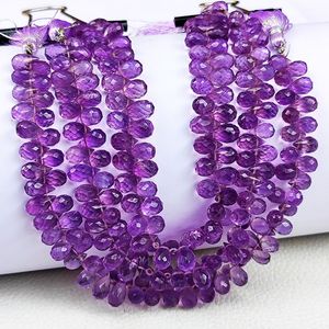 Natural Purple Amethyst Faceted Teardrop <b>Loose</b> <b>Beads</b> Strand 7x5mm Genuine Gemstone <b>Beads</b> For Jewelry Making Wholesale Supplies - Product Image 3