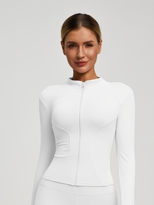 Veste de yoga pour femme, anti-transpiration, en nylon, coupe ajustée, extensible, légère, avec fermeture éclair - Product Image 5
