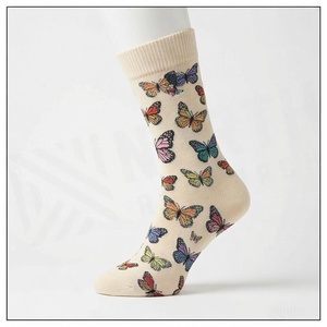 Chaussettes en coton respirant avec imprimé papillon coloré pour adultes, vêtements décontractés de printemps - Product Image 3