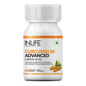 INLIFE Extrait de Curcuma avec BioPerine Piperine Complexe C3 Standardisé à 95% de Curcuminoïdes 500 mg 60 Capsules Végétariennes - Product Image 1