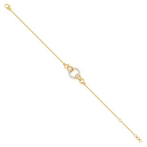 Bracelet en diamants entrelacés avec chaîne en or jaune et design central circulaire superposé - Product Image 3