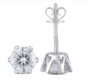 Pendientes de Diamantes Redondos de Seis Puntas de Lujo, Cultivados en Laboratorio, Certificados por IGI, Color D E F, Claridad VVS VS, Oro, Oro Rosa, Oro Blanco, Plata - Product Image 2
