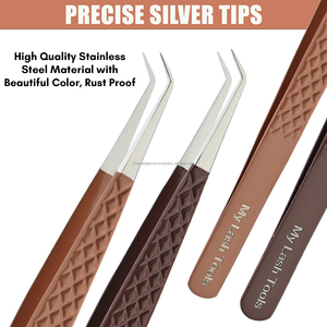 Pince à épiler d'isolation d'extension de cils personnalisée pince à épiler à pointe de fibre Volume pince à épiler pour extension de cils - Product Image 2