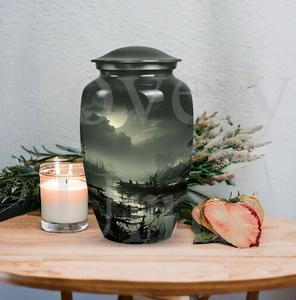 Urna funeraria verde con diseño de luna para cenizas de cremación, urna grande para adultos, urna conmemorativa, recuerdo decorativo, tributo. - Product Image 2