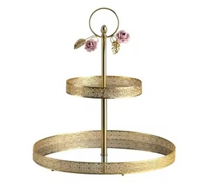 Support à gâteau rectangulaire moderne à 2 niveaux en acier inoxydable, plateau de présentation de pâtisserie et desserts en métal, support de service à buffet et traiteur à étages - Product Image 6