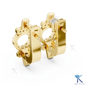 Pendientes de Aro Geométricos con Diamantes CVD HPHT Cultivados en Laboratorio, Chapados en Oro Sólido de 14K, Joyería Fina de Lujo para Mujer, para Bodas - Product Image 4
