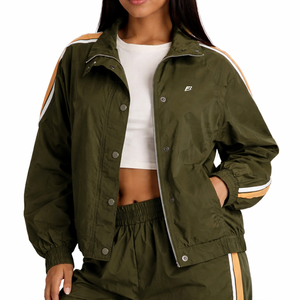 Chaqueta cortavientos de nailon para mujer con cremallera completa y pantalones de pierna recta, ropa casual urbana transpirable estilo Y2K. Chaquetas para hombre al por mayor. - Product Image 2