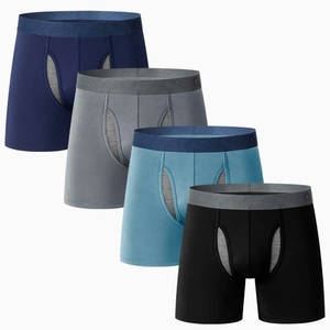 Men's Solid Color Cotton Boxer Briefs Mid Waist Elastic Breathable Casual Short Shorts Gray Green <b>White</b> Red Yellow Black Blue - Product Image 3