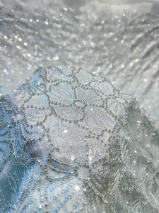 Tissu brodé perlé Dobby 100% soie pour robes de mariée, dentelle et vêtements pour filles - Fournisseur et fabricant sur mesure - Product Image 6