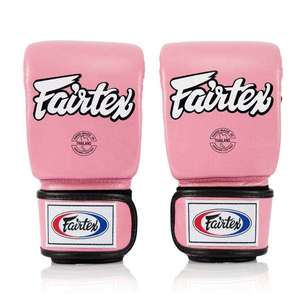 ถุงมือชกมวย Fairtex สีชมพูและสีดำ หนังวัวแท้ ระบายอากาศได้ดี น้ำหนักเบา กันน้ำ สายรัดข้อมือปรับได้ - Product Image 3