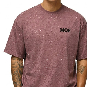 T-shirt homme de luxe de haute qualité avec strass, manches courtes, logo personnalisé, 100% coton, tissu épais, transfert de strass - Product Image 4