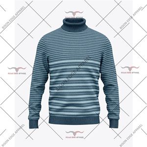 เสื้อสเวตเตอร์คอเต่าถักลายริบบ์สำหรับผู้ชาย เนื้อผ้านุ่ม อุ่นสบาย สวมใส่ได้ทุกวัน เหมาะสำหรับฤดูหนาว ผ้าถักยืดหยุ่น ใส่สบาย ทันสมัย - Product Image 4