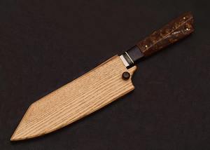 Couteau de chef professionnel de cuisine, 8 pouces, manche en bois de rose, acier Damas, avec étui en cuir - Product Image 2