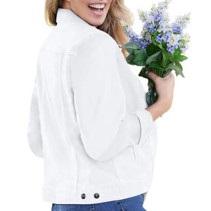Customized <b>Light</b> Blue Oversized <b>Jacket</b> Fashion <b>Women</b> Casual Long Sleeve Denim <b>Jacket</b> Manufacturer Plus Size Denim <b>Jacket</b> - Product Image 3