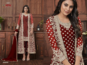 Look le plus chaud tissu net traditionnel beau point motif concepteur Design moderne Salwar costume par Surat Online Mart - Product Image 6