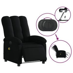 Fauteuil inclinable électrique noir avec fonction massage, construction robuste en polyester, métal et contreplaqué - Product Image 5