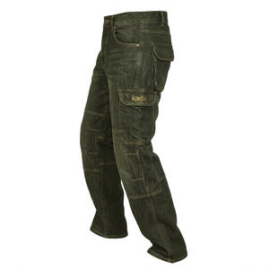 Pantalon de travail cargo pour homme, en denim résistant à l'abrasion, avec texture intégrale, multi-poches, robuste, style motard. - Product Image 5