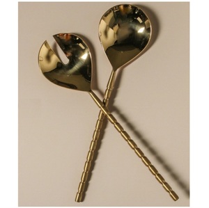 Elegante Juego de Servidores de Ensalada con Diseño de Hoja Plateada, Tenedores y Cucharas de Acero Inoxidable Hechos a Mano, Utensilios de Servir para Fiestas en Casa - Product Image 3