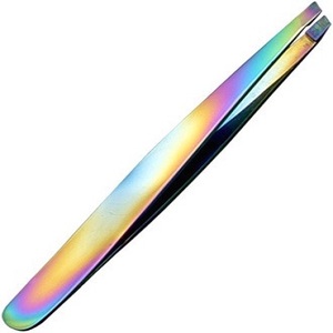 แหนบดึงขนคิ้วแบบแฟนซี ปลายเฉียง ทำจากโลหะเหล็ก ขนาด 4 นิ้ว เคลือบสี - Product Image 3