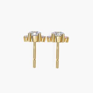 Pendientes de Oro Sólido de 14K con Diamantes Cultivados en Laboratorio, Diseño Floral de Copo de Nieve, 16 Piedras, 0.65CT de Peso Total, Minimalistas, para Regalo - Product Image 3
