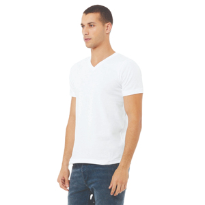 Camiseta de Cuello en V para Hombre, Color Sólido, Manga Corta, Unisex, Algodón Grueso, Lisa, Personalizable - Product Image 3