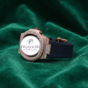 นาฬิกาเพชรหรู Pragalbh Jewels นาฬิกาโมอิสซาไนต์ นาฬิกาสปอร์ตแบบอนาล็อกประดับเพชรเต็มเรือน ตัวเรือนสแตนเลสสำหรับผู้ชาย - Product Image 4
