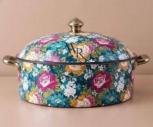 Modern Food <b>Warmer</b> Hotpot Serving Dish with Floral Pattern Lid, Casserole Dining Tabletop <b>Buffet</b> for Home Party Kitchenware Dish - Product Image 5
