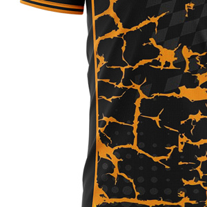 Camiseta de Fútbol Sublimada Personalizada para Hombre, Diseño a Cuadros Negro y Naranja, Cuello Redondo, Manga Corta, Absorbe la Humedad, Corte Regular - Product Image 3