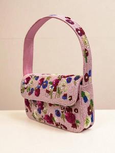 Bolso de mano tipo clutch con cuentas multicolor para mujer y niña, elegante bolso de mano con bordado de cuentas para mujer y niña - Product Image 3