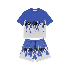 280 GSM Cotton <b>Blend</b> Women T Shirt Short Set Graphic Space Print Rubber Logo Wears USA 100% Cotton T shirt & Shorts - Product Image 3