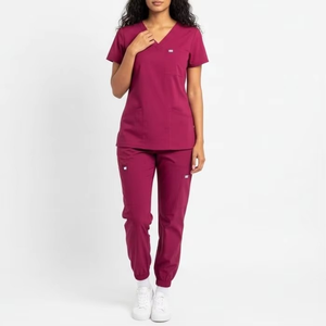 Conjunto de Blusa y Pantalones Médicos con Cuello en V Color Borgoña para Mujer, Uniforme Médico Profesional, Duradero, Transpirable, Traje de Enfermería para Hospital - Product Image 4