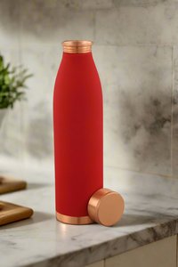 Bouteille d'eau classique en cuivre rouge écologique avec couvercles, gourde de voyage portable - Product Image 3