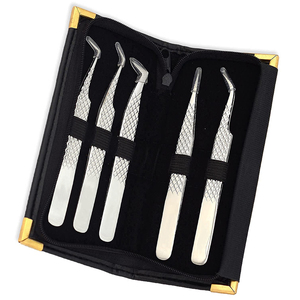 Private Label Eyelash Tweezers Eye Lash <b>Extensions</b> Anti-Static Stainless Steel Lashes Applicators Tools Custom Tweezers Set Kit - Product Image 1