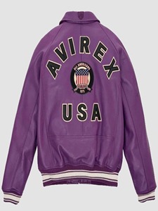 Chaqueta Bomber de Cuero Genuino Morado para Hombre, Estilo Aviador Vintage con Parches Bordados - Product Image 3