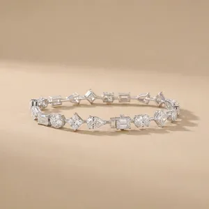 Pulsera de Diamantes Cultivados en Laboratorio de Formas Mixtas, Corte Pera, Ovalado y Princesa, Oro Blanco de 14K, Certificado IGI, Estilo Hiphop, Unisex, Venta al Por Mayor - Product Image 1