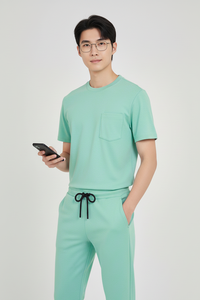 Conjunto Médico Moderno Unisex con Parte Superior de Manga Corta y Pantalones Jogger de Spandex/Algodón, Uniforme Sanitario para Enfermeras y Doctores - Product Image 6