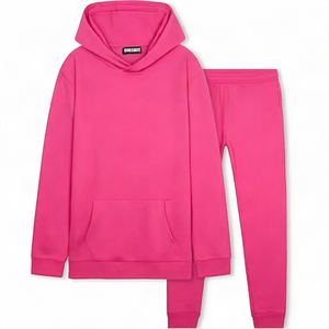 Conjunto de Sudadera con Capucha y Pantalones Negros Unisex FuturesKing Intl, Chándal Informal de Algodón de Color Sólido, Estilo Coreano 2 en 1 con Bolsillos Laterales y Cintura Elástica - Product Image 4