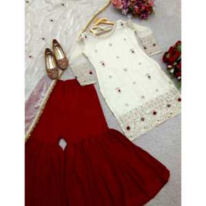 Top de fiesta hermosa para mujer: Conjunto Sharara y Fancy Dupatta - Product Image 1