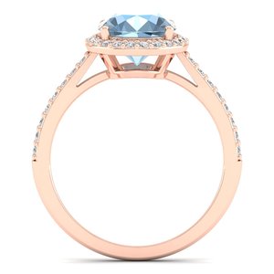 REYES <b>Statement</b> 925 Sterling <b>Silver</b> GRA Certified Moissanite Birthstone <b>Ring</b> For Women Round Cut 1.75Ct Aquamarine Gemstone <b>Ring</b> - Product Image 4